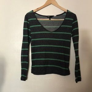 Urban Outfitter Black & Green Stripe LS Top